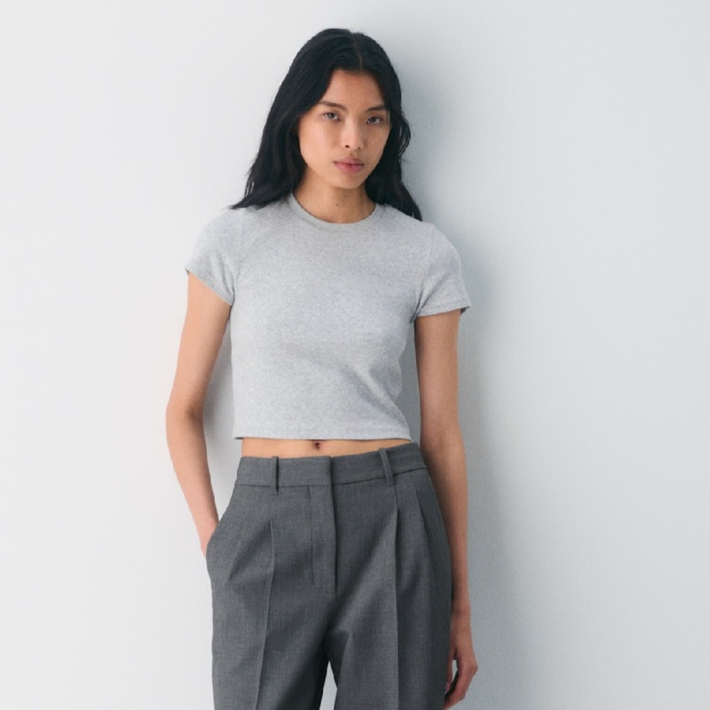 Aritzia HomeStretch™ Rib Tune Waist T-Shirt in heather grey size large